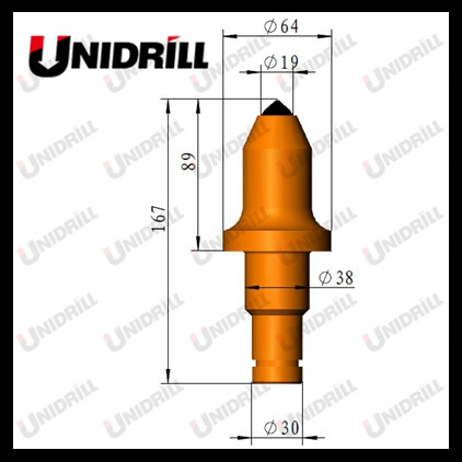 TS8 Step Shank Trenching Conical Pick Unidrill Trencher Bit