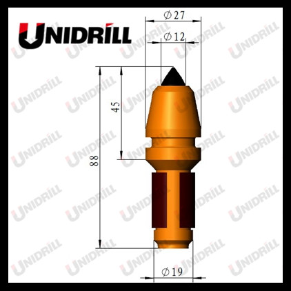 RL07 19mm  Carbide Round Shank Bit For Trenching And Foundation Augering
