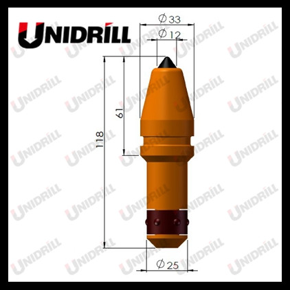 BTK03 25mm Betek Round Shank Conical Bit For Trenching And Foundation Drilling